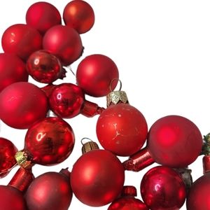 Red small Christmas Balls ornaments. Vintage set of 20.
